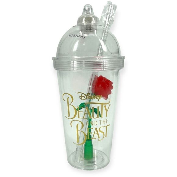 Disney Beauty and the Beast Rose Light Up Souvenir Cup Tumbler NWT - Picture 1 of 5